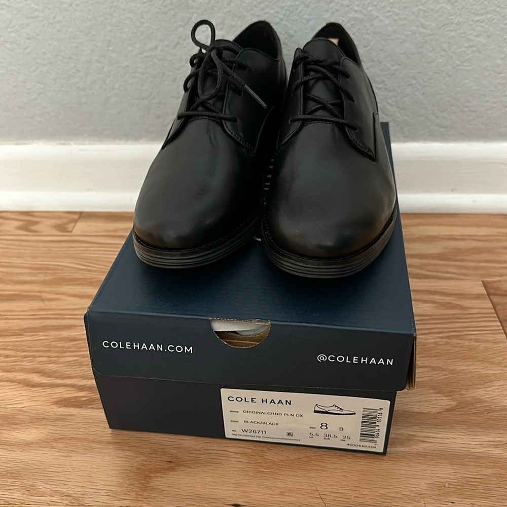 Cole Haan Black Lace-Up Dress Oxfords